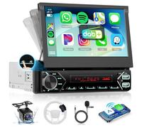 Hodozzy Dab Autoradio 1 din Carplay sans Fil Android Auto avec Écran Automatique Rétractable de 7 Pouces, Poste Radio Voiture Bluetooth Ecran Tactile avec Lien Miroir/FM/USB/AUX/TF+Caméra de recul