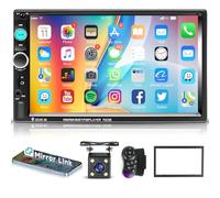 Hodozzy Double Din Autoradio Bluetooth, Auto Stéréo 7 Pouces avec Écran Tactile, Lecteur MP5, Mirror Link/FM Radio/AUX/USB/TF/Contrôle du Volant, avec Caméra Recul 2 Din Radio Voitures Écran