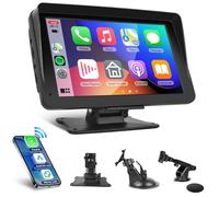 Hodozzy Écran Portable Carplay sans Fil Android Auto, sans Fil AirPlay/Mirror Link Radio Voiture Bluetooth Mains Libres 7 Pouces écran Tactile Autoradio Récepteur FM Moniteur Support AUX/TF