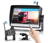 Hodozzy Kit de Caméra de Recul sans Fil, Ecran LCD 7 Pouces avec Touche Tactile, Enregistrement Vidéo, Caméra de Recul Etanche, Vision Nocturne, 12V-36V pour Bus/Camion/Caravane/Fourgonnette