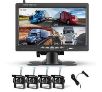 Hodozzy Numérique sans Fil Caméra de Recul Kit avec 4 Caméra de Recul 1080P, 7 Pouces 4 Ecrans Divisés Moniteur Recul avec BSD, Retournement du Miroir, Vision Nocturne, Etanche pour 12V-36V RV Camion