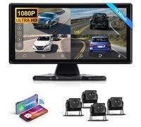 Hodozzy RV Système de 4 caméra de recul avec Carplay Sans fil Android Auto, 10,36 Zoll IPS Bluetooth Touchcreen, DVR 1080P avec USB/TF Carte,IP68 Etanche à l'eau Vision Nocturne pour Camion Bus Camper