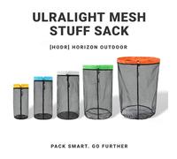 [HODR] Sacs en maille Sac de rangement en maille léger Sacs de rangement à cordon Pochettes de compression pour le camping, la randonnée, le linge et l'épicerie 5pcs S-XXL