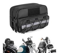 HODRANT Motocycle Handlebar Bag, Sac de Guidon de Moto étanche, Sac de Guidon de Vélo Double Couche avec Bandoulière et Trou de Chargement USB, Sac Seulement