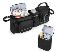 HODRANT Organisateur de Poussette Double Suspendu, Compatible avec Baby Jogger City Mini GT2 Double & Compatible avec BOB Duallie la Poussette, Poussette Caddy avec Isotherme Amovible, Sac Seulement