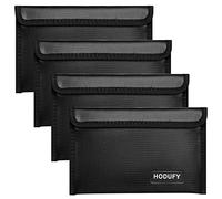 Hodufy 4 Pochette Anti Feu (5x7.8Pouces)| Petit Sac étanche Porte-Documents Ignifugés Avec Scellé| Sacs d'argent Anti Feu Portefeuille Pour Passeports Cash Conserver Objets de Valeu