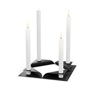 höfats - Square Candle - Bougeoir en acier inoxydable pour bougie à tige 20-24 mm - Bougeoir noir - 17 x 9 x 2,5 cm - Lot de 4