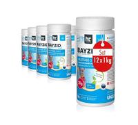Höfer Chemie 12 x 1kg Bayzid® Pastilles de Chlore pour Piscine(20g), Chlore Multifonction 5 en 1, Entretien Complet en 5 Phases, Fabriqué en Europe