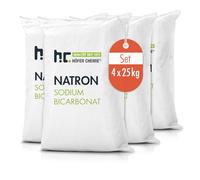 Höfer Chemie 4 X 25 Kg de Bicarbonate de Sodium (Soude) en Qualité Alimentaire - Utilisation Polyvalente pour Cuisine, Nettoyage, Beauté, et Plus