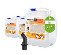 Höfer Chemie 4 x 5 L (20 litres) FLAMBIOL® bioéthanol 96,6% Premium pour cheminée à l'éthanol, feu de Table à l'éthanol