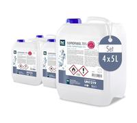 Höfer Chemie 4 x 5 L Alcool Isopropylique 70% (IPA) - Solvant Multiusage | Parfait Comme Solvant et Dégraissant - Cleaner pour Ongles, Nettoyant pour Écran, Dégraissant - Idéal Écrans et Électronique