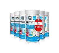 Höfer Chemie 6 x 1 kg Bayzid® Pastilles de Chlore pour Piscine(20g), Chlore Multifonction 5 en 1, Entretien Complet en 5 Phases, Fabriqué en Europe