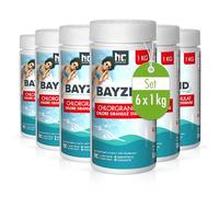 Höfer Chemie 6 x 1 kg Granulé de Chlore Choc pour Piscine - Hautement Efficace, Rapidement Soluble, Désinfection Ultra-Rapide pour Une Eau Propre et Hygiénique