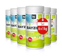 Höfer Chemie 6 x 1 kg Pastilles de Chlore Lent (20 g) pour Piscine - Chloration Permanente de la Piscine - Hautement Efficace Contre Les Bactéries