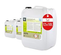 Höfer Chemie Acide Acétique 60% 12 x 10 L - Nettoyant Détartrant Puissant pour Ménage et Industrie, Fabrication Allemande de Qualité Supérieure, Biodégradable et Économique