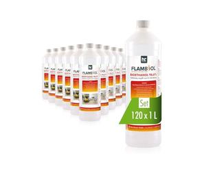 Höfer Chemie Bioéthanol 96,6% Premium 120 x 1 L - pour Cheminée de Table, Cheminée & déco de Jardin - sans Fumée ni suie - A Base de maïs & de Betteraves