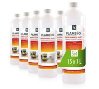 Höfer Chemie Bioéthanol 96,6% Premium 15 x 1 L - pour Cheminée de Table, Cheminée & déco de Jardin - sans Fumée ni suie