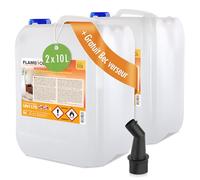 Höfer Chemie Bioéthanol 96,6% Premium 2 x 10 L - sans Fumée Ni Odeur | Éthanol pour Cheminées de Table, Cheminées et Décorations de Jardin Extérieur - Sans Fumée Ni Suie - Chaleur Immédiate