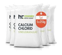 Höfer Chemie Chlorure de Calcium Polyvalent 5 x 25 kg - Dégel Rapide | Sel de Déneigement et Déshumidificateur - Efficace Jusqu’à -20° C, Écologique et Haute Performance - Épandage Facile