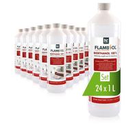 Höfer Chemie FLAMBIOL® Bioéthanol 24 x 1 L Ultra Pur 100% - Combustible Écologique pour Cheminées de Table