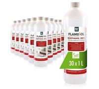 Höfer Chemie FLAMBIOL® Bioéthanol 30 x 1 L Ultra Pur 100% - Combustible Écologique pour Cheminées de Table