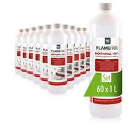 Höfer Chemie FLAMBIOL® Bioéthanol 60 x 1 L Ultra Pur 100% - Combustible Écologique pour Cheminées de Table