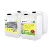 Höfer Chemie Kit Anti-Dépôt Vert 2 x 5 L & Imprégnation pour Pierre et Béton 2 x 5 L - Élimine Algues, Mousses et Protège Durablement Terrasses, Pavés et Allées