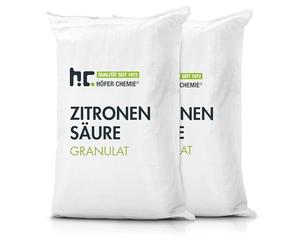 Höfer Chimie Acide Citrique Granulé 2 x 25 kg - Détartrant Multifonction Qualité Alimentaire pour Appareils Ménagers, Nettoyage Écologique