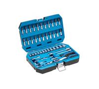 Högert Coffret à outils Kit d'outils d'outils Jeu de clés à douilles, tournevis, cliquet Noir/Bleu, 1/4'', HT1R416, 46 pièces