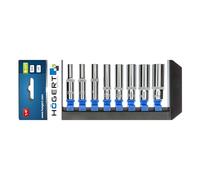 HÖGERT HT1A886 Jeu de clés à douille I Alliage d'acier au chrome vanadium I Jeu de clés à douille I Boîte à outils I Longue Noir/bleu/gris 50 mm Noir/bleu/gris
