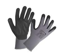 Högert Technik BODE Gants de protection en micro-mousse revêtus de nitrile en nylon/élasthanne, gris/noir, taille 8, résistants à l'abrasion et flexibles, parfaits pour les travaux de précision