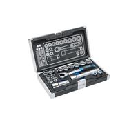 Högert Technik - Boite à Outils, Outils Bricolage, Mallette à Outils, Trousse a Outils, Jeu de Douilles et Accessoires, Mécanisme à Cliquet avec 60 Dents - HT1R478, 18 Pièces