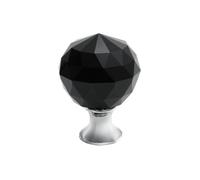 Högert Technik Bouton de meuble CRPA - Diamètre : 30 mm - Noir - Cristal chromé - Verre zamak - Hauteur : 44 mm - Style glamour - Design brillant - Pour tiroirs, armoires, commodes