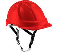 HÖGERT TECHNIK Casque de Protection PLONER Rouge, Casque de Construction en ABS, en 397, système à cliquet, Ventilation, mentonnière, Casque de Travail pour Chantier et Industriel, Casque de sécurité