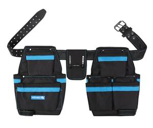 Högert Technik - Ceinture porte-outils 15 poches | Ceinture à outils en polyester pour homme, charpentier, électricien, construction | Noir, taille unique