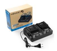 HÖGERT TECHNIK - Chargeur Double 18 V Duo 8 A pour Outils électriques, Chargeur Rapide avec Deux Ports de Charge, électronique Intelligente, Affichage LED et Ventilateur Actif