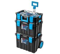 Högert Technik - Ensemble de Boîtes 4 en 1 HT7G500, Outils Bricolage, Boîte à Outils, Boîte à Outils sur Roues, Résistante aux Dommages, Malette à Outils, Fermetures ABS, Structure Modulaire
