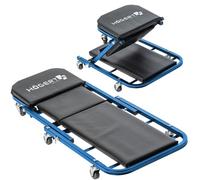 Högert Technik - Établi avec Fonction siège 2 en 1, Tabouret, Angle d'inclinaison, 6 roulettes pivotantes, Structure en Acier, Rembourrage sans dommages, Charge maximale de 150 kg