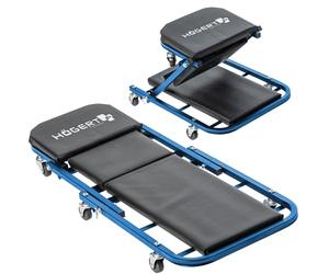 Högert Technik - Établi avec Fonction siège 2 en 1, Tabouret, Angle d'inclinaison, 6 roulettes pivotantes, Structure en Acier, Rembourrage sans dommages, Charge maximale de 150 kg