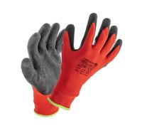 Högert Technik Gants de protection avec revêtement en latex rouge et noir, taille 9, haute résistance à l'abrasion, adhérence flexible, parfaits pour les travaux de montage et d'entretien précis