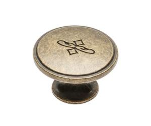 Högert Technik GTV OLBIA Bouton de meuble style rétro Ø 23 mm H = 21 mm Laiton antique Alliage de zinc pour commode, tiroir, meuble de cuisine, design rustique vintage