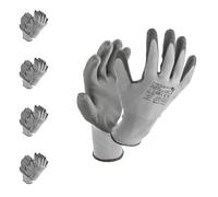 Högert Technik Hunte Gants enduits de polyuréthane, gris et noir, taille 7, 12 paires/paquet, résistants à l'abrasion et flexibles, parfaits pour un travail précis
