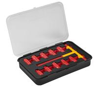 Högert Technik - Jeu de 11 prises isolées avec clé en T de type 1000 V, 11 pièces | Certifié VDE pour jusqu'à 1000 V | 10 clés à douille isolées 1-3/8" et 1 clé en T avec poignée