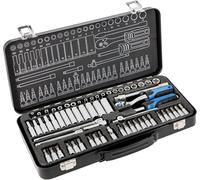 Högert Kit d'outils HT1R486 – clé à douille, tournevis et cliquet – Noir/bleu