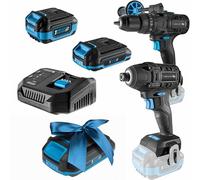 HÖGERT TECHNIK Kit perceuse-visseuse à percussion sans fil 18 V, 200 Nm & 100 Nm, 2 visseuses à percussion sans balais, 2 batteries, chargeur 4 A, éclairage LED, engrenage en métal, pour bois et métal