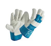 Högert Technik LEINE Gants en cuir de vachette canadien, bleu, taille 10, résistants à l'abrasion et renforcés, idéaux pour les travaux exigeants