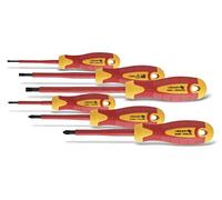 Högert Technik Kit de 6 tournevis HT1S996 – isolés magnétiques 1000 V acier S2 Rouge/Jaune