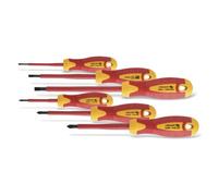 Högert Technik Kit de 6 tournevis HT1S996 – isolés magnétiques 1000 V acier S2 Rouge/Jaune