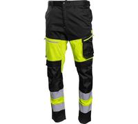 Högert Technik - Pantalon Haute visibilité Greg, Jaune, Pantalon pour Homme avec Impressions réfléchissantes segmentées, Poches pour genouillères, Waist System, en ISO 20471 Classe 1, 240 g/m², 3XL