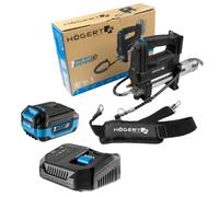 HÖGERT TECHNIK Pistolet à graisse sans fil 18V OneAccuSystem, 680 bar, 10 000 PSI, 280 g/min, avec LED, valve de purge d'air, pour atelier, chantier et agriculture, kit avec batterie 4Ah + chargeur 4A